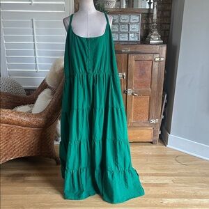 TORRID MAXI SEERSUCKER TIERED DRESS GREEN NEW 6X